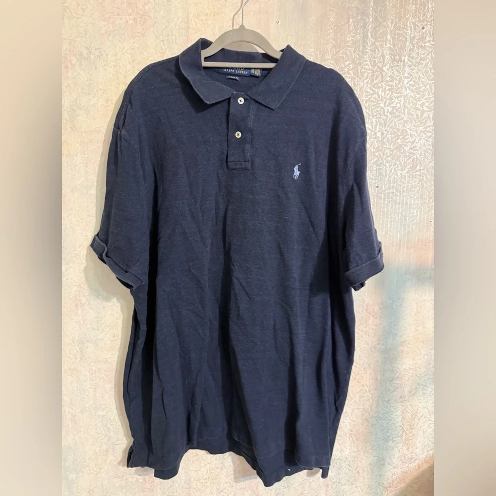 Polo Ralph Lauren Navy Blue W/ Lt Blue Pony Polo Shirt, Classic Fit, XXL, Golfer